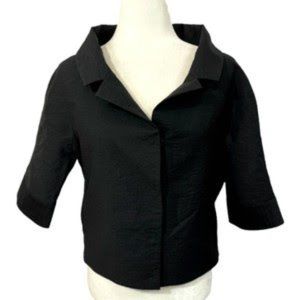 Marni Black Crepe Cropped Jacket  Inverted Pleat Wool Mohair Blend Retro 6